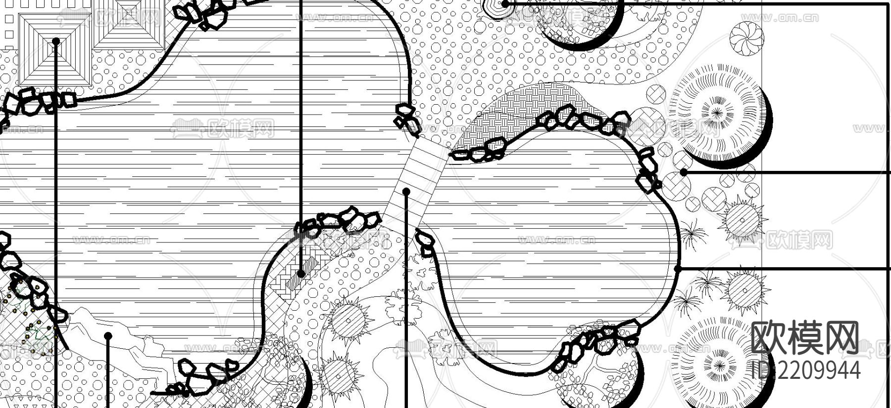 办公楼景观设计CAD平面图下载（渲染图2）