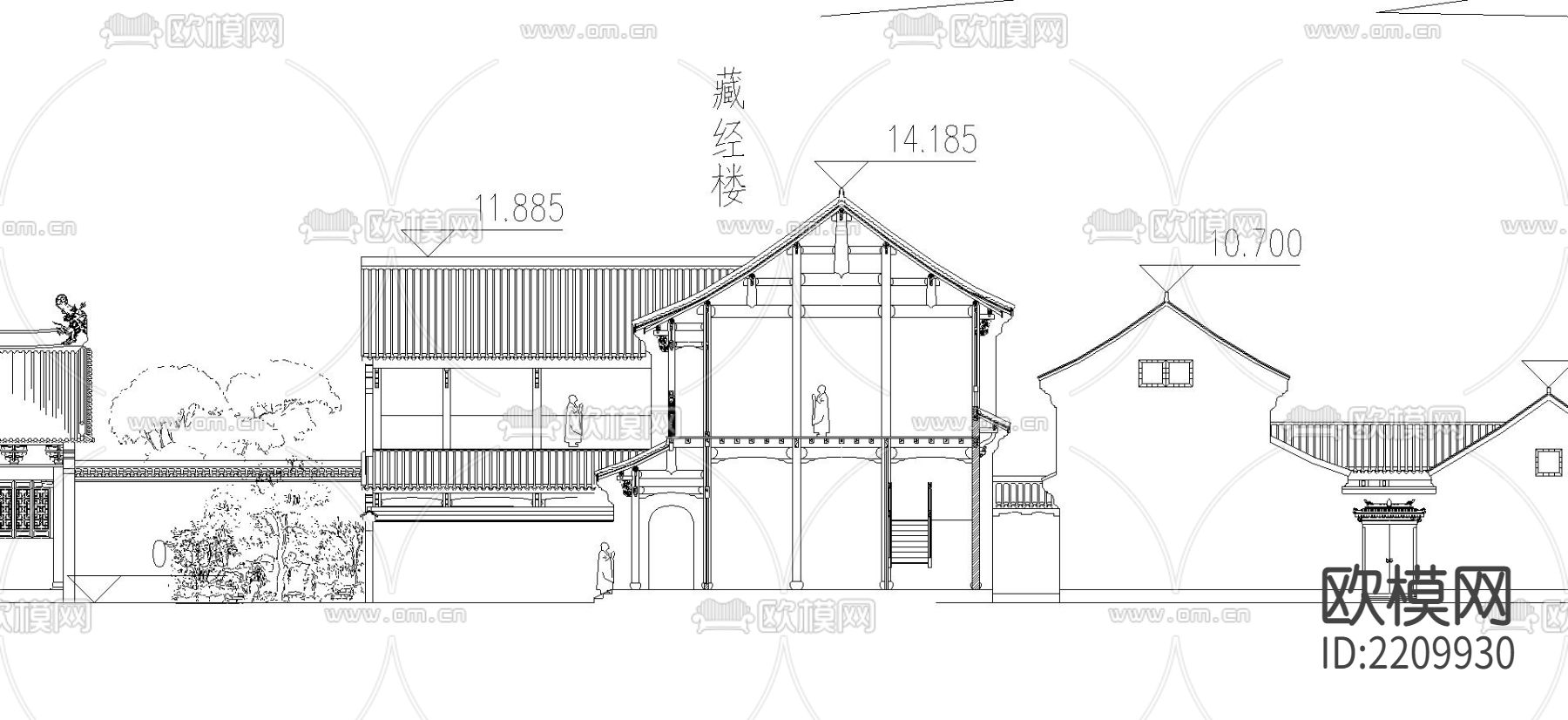 安昌寺设计CAD方案图下载（渲染图4）
