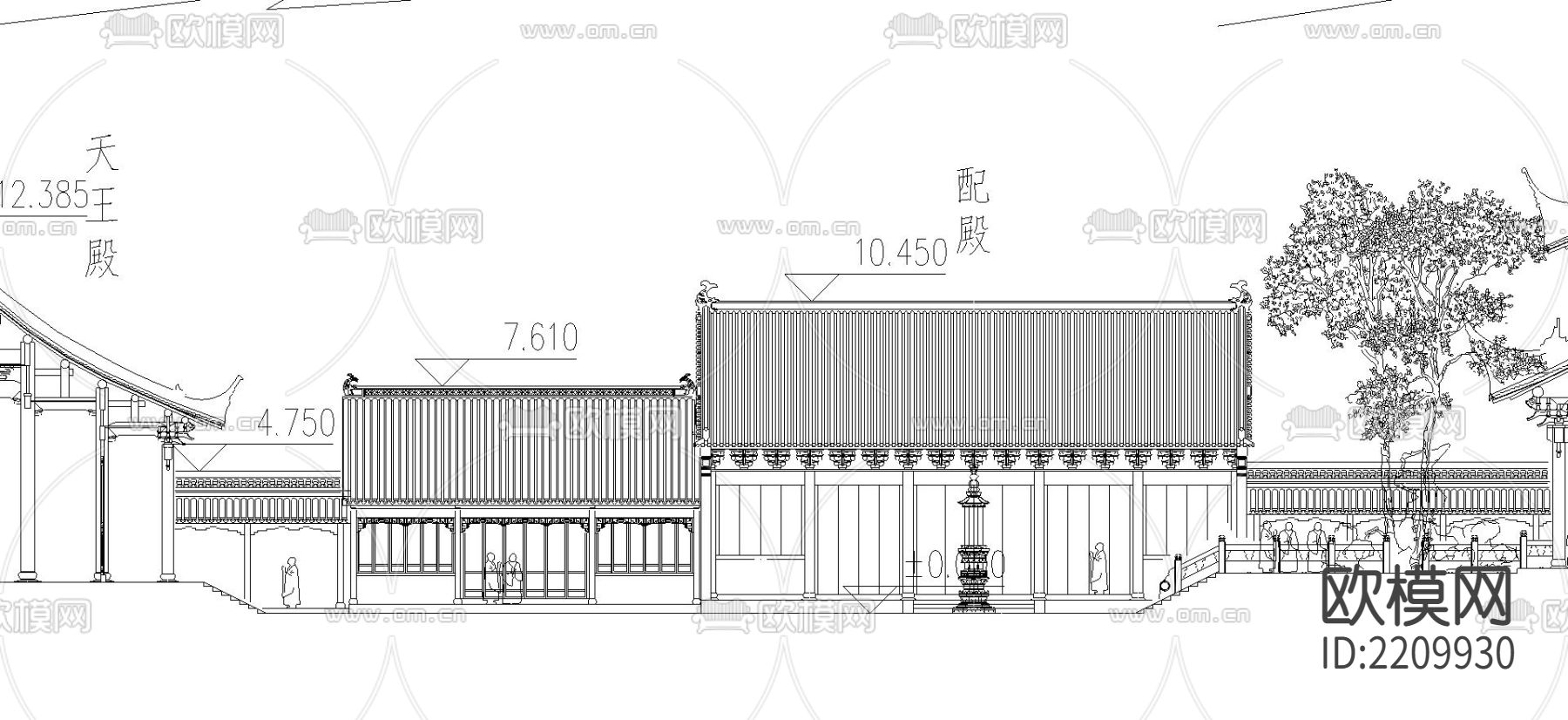 安昌寺设计CAD方案图下载（渲染图5）
