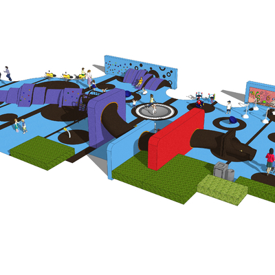  现代户外儿童活动场su模型 