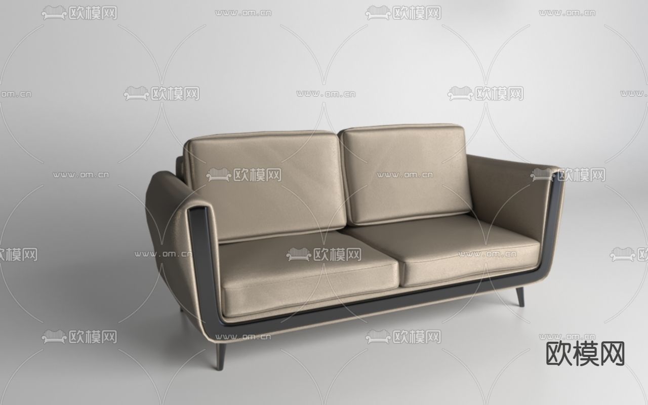 现代简约金属皮革双人沙发免费3d模型下载