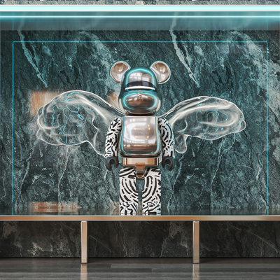  现代暴力熊潮玩雕塑su模型 