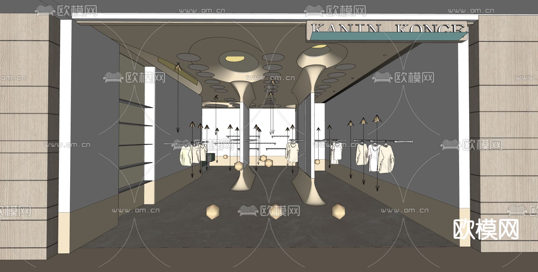 日式服装店su模型下载（渲染图2）
