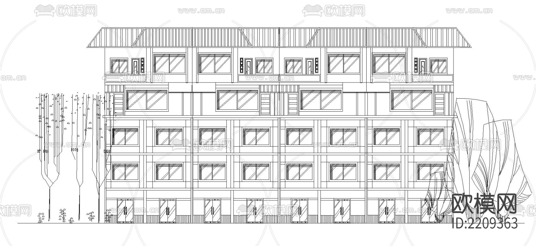 建筑单体设计CAD施工图下载（渲染图1）