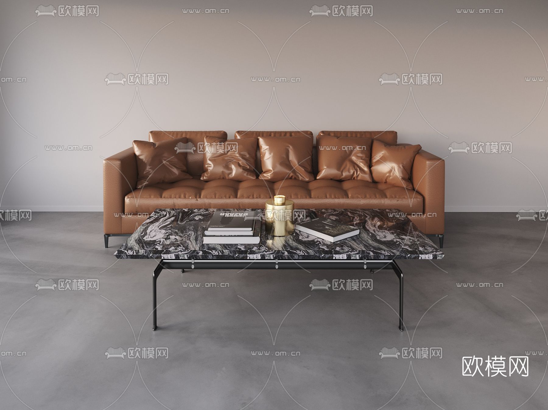 Poliform 现代棕色多人沙发3d模型下载