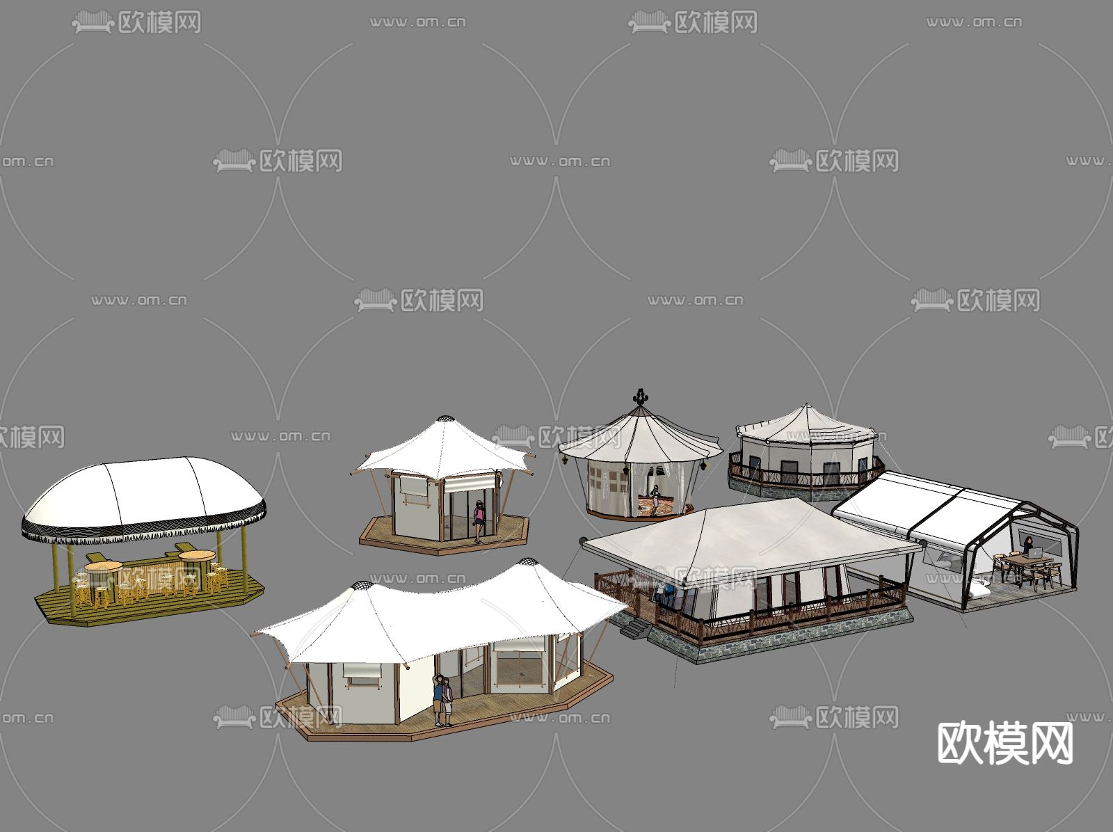 现代露营帐篷su模型下载（渲染图2）