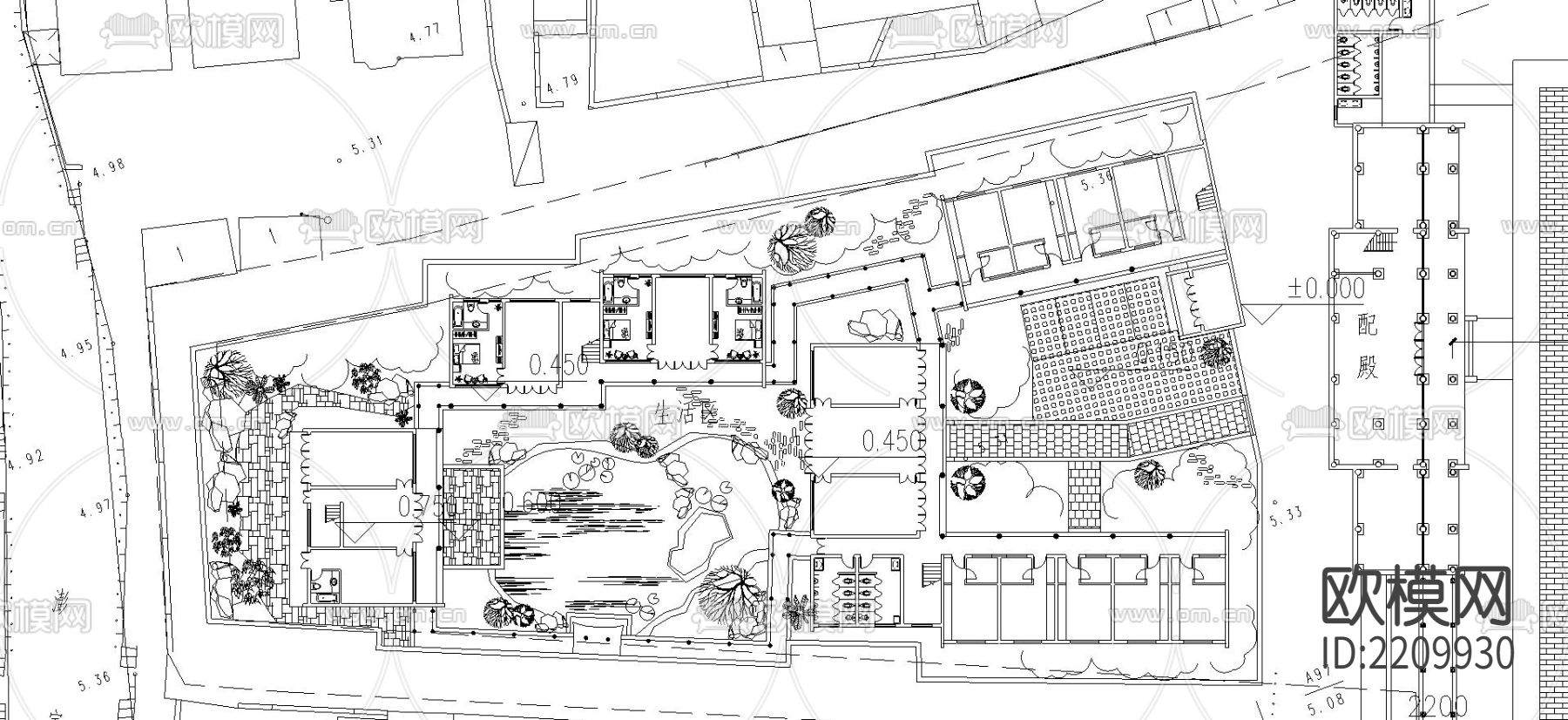 安昌寺设计CAD方案图下载（渲染图2）