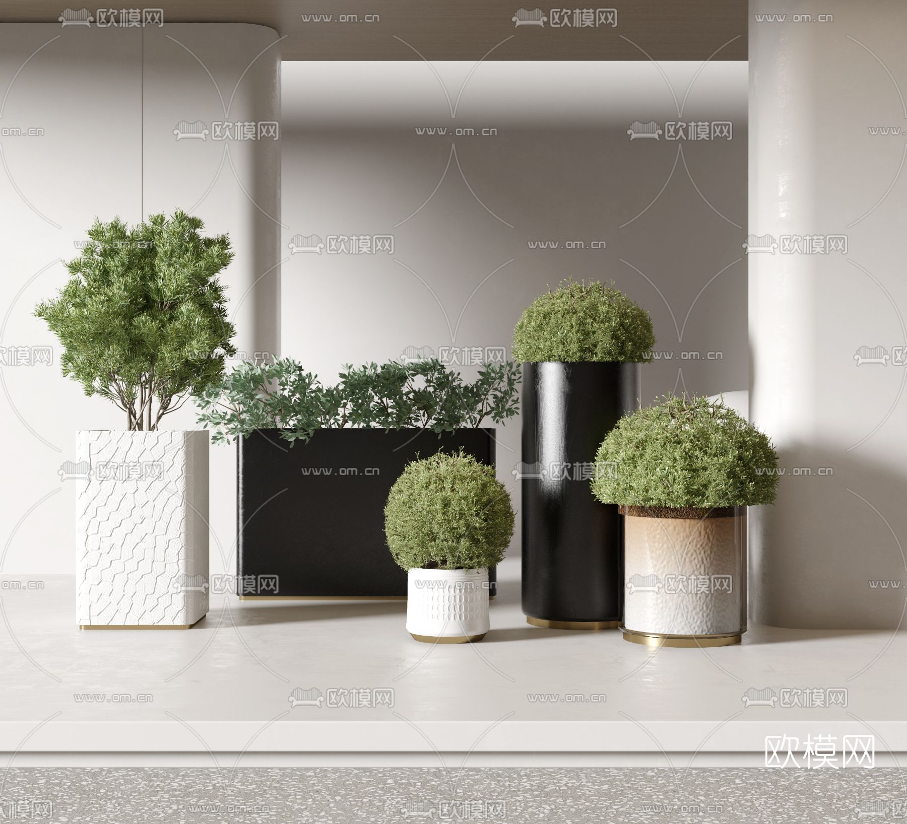现代绿植盆栽3d模型下载