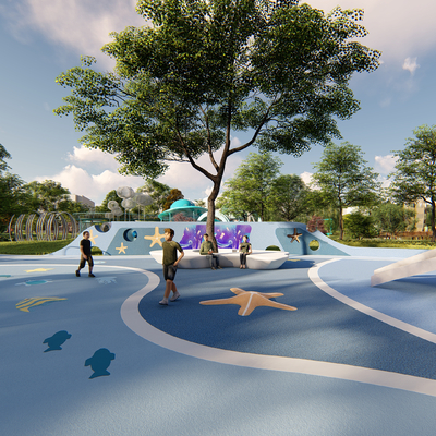  现代儿童游乐园su模型 