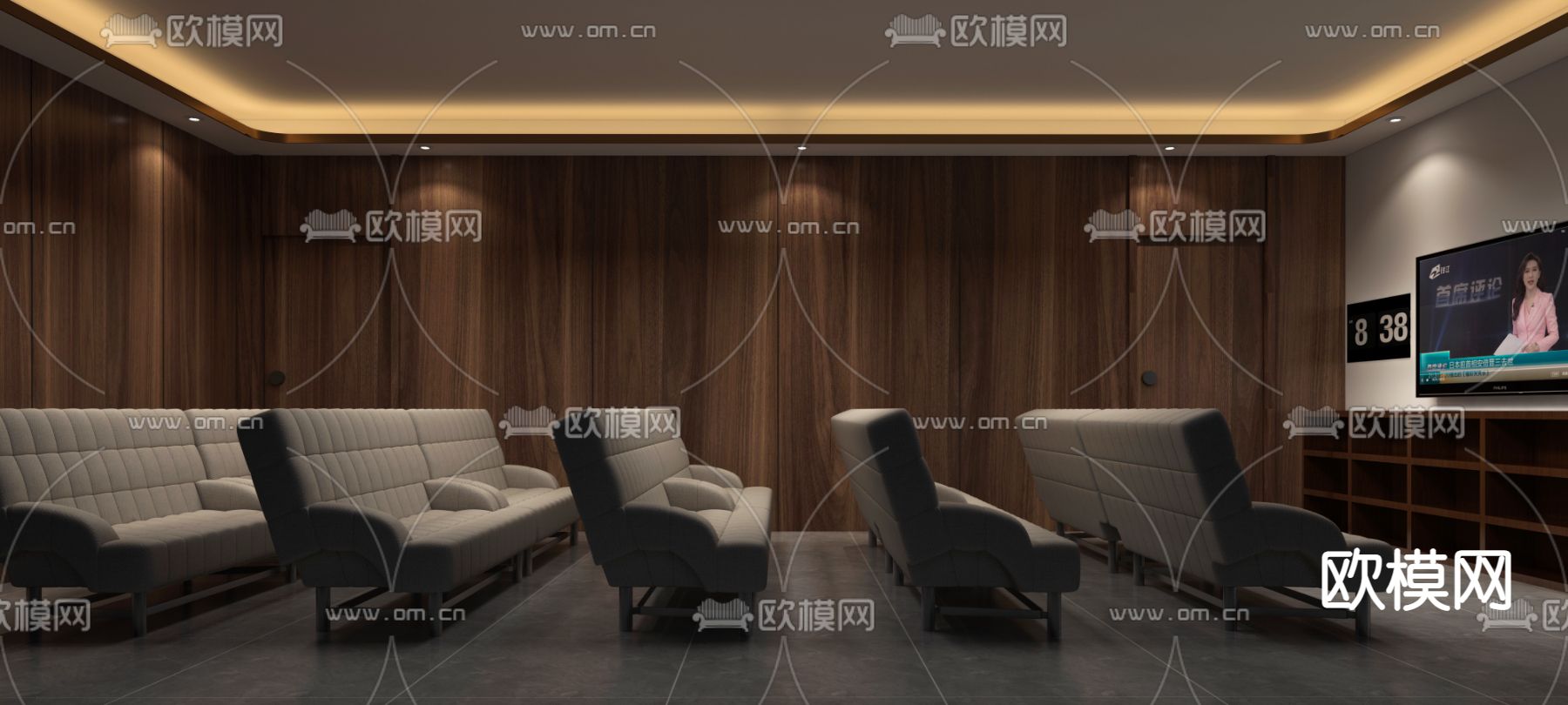 现代会所休息区免费3d模型下载