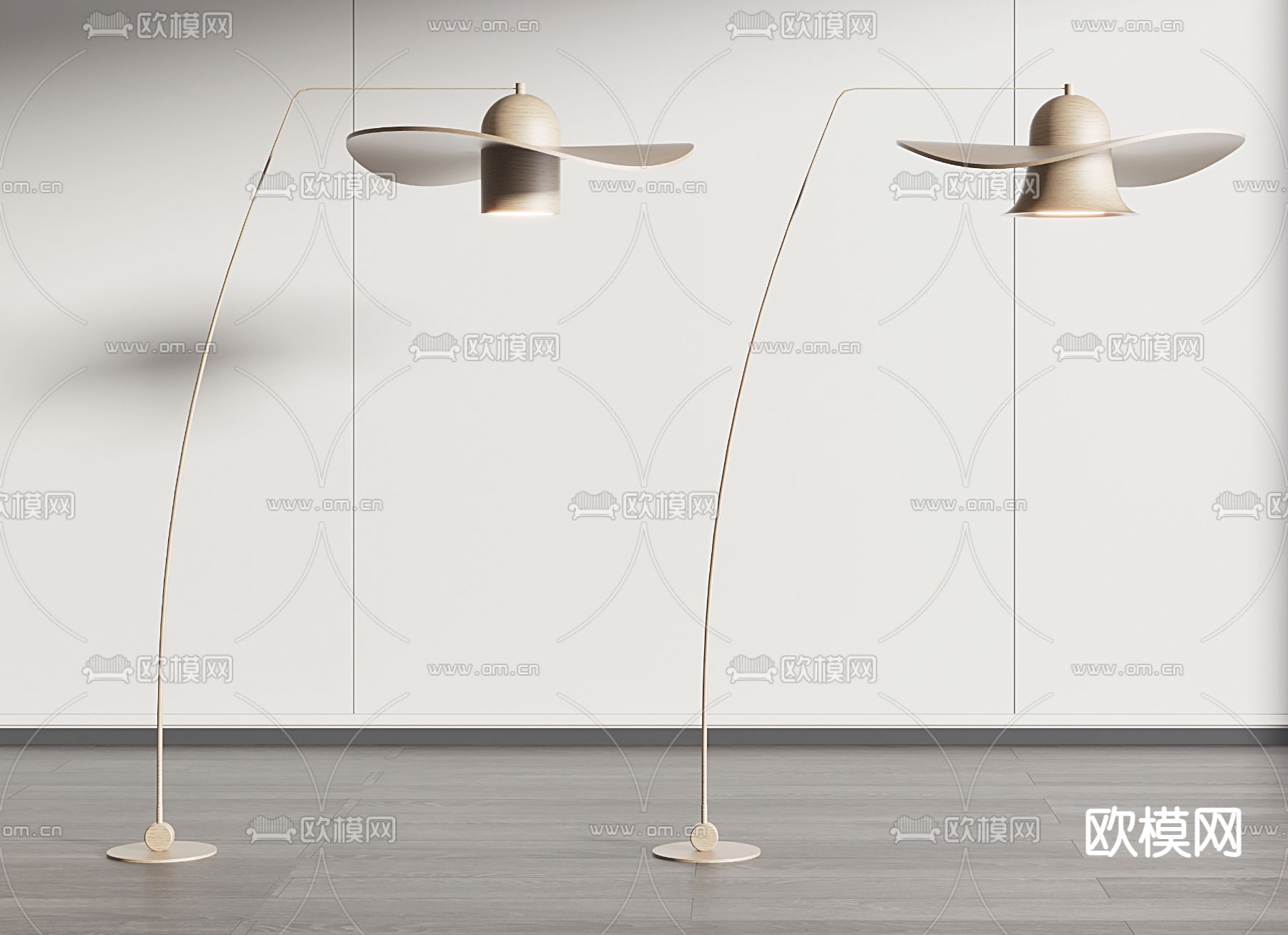 侘寂风木质风扇落地灯3d模型下载
