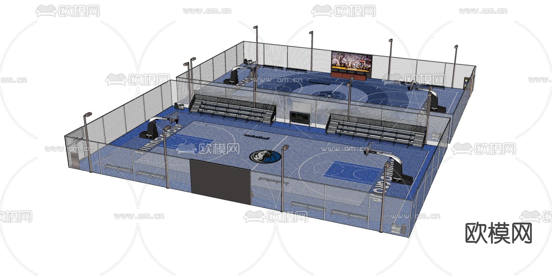 现代户外篮球场su模型下载（渲染图2）