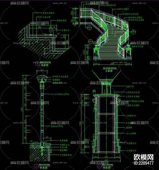 歐式樓梯CAD施工圖下載