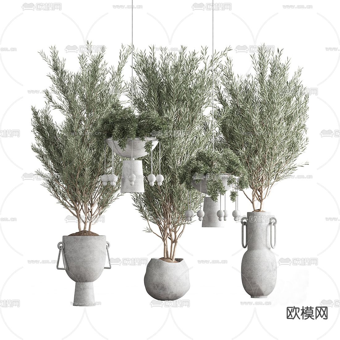 现代植物盆栽su模型下载（渲染图1）