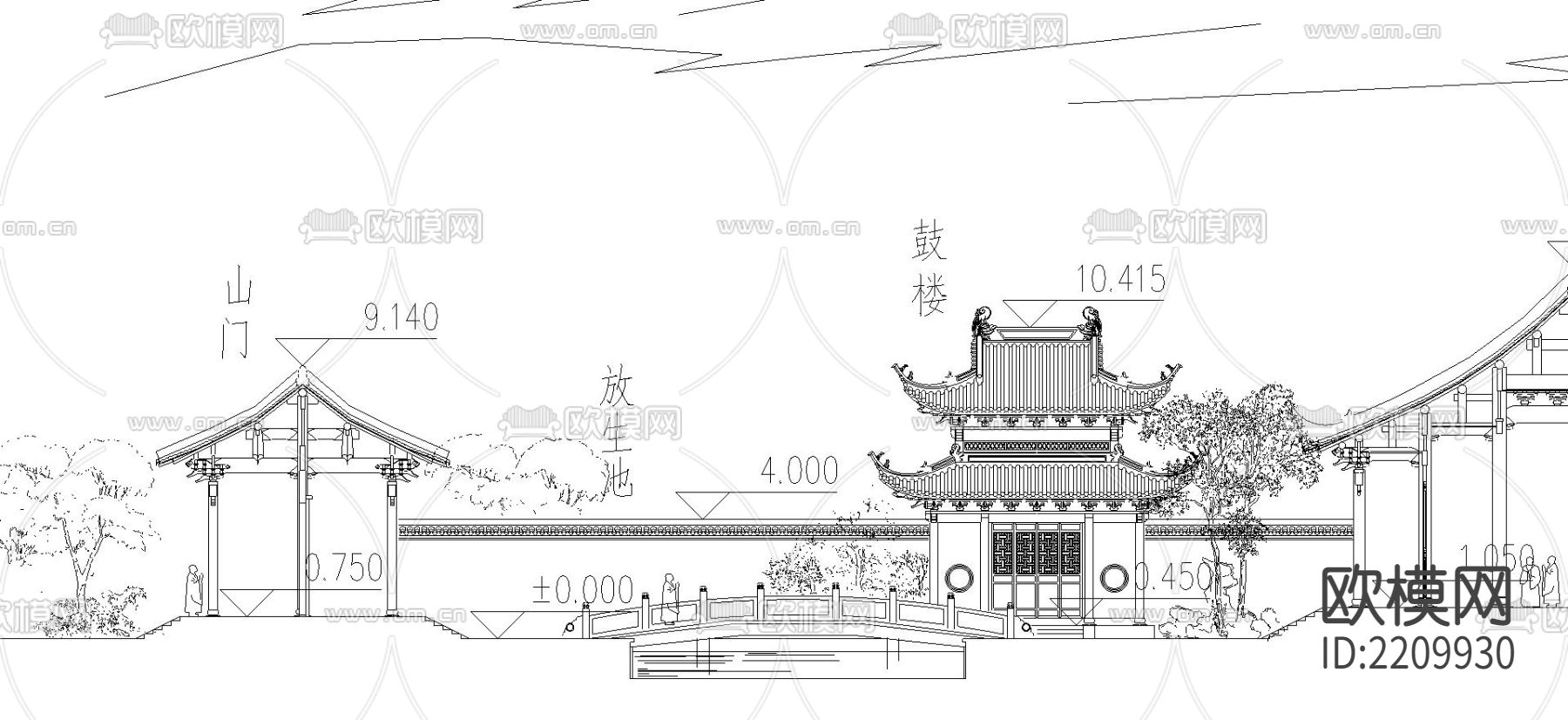安昌寺设计CAD方案图下载（渲染图6）