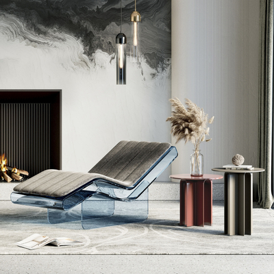  现代亚克力布艺躺椅su模型 