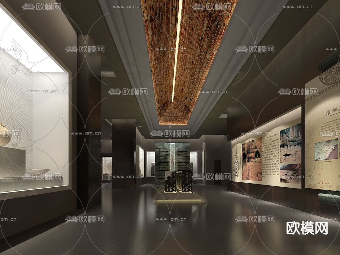 现代高级灰历史博物馆展厅3d模型下载_ID12041855_3dmax免费模型-欧模网
