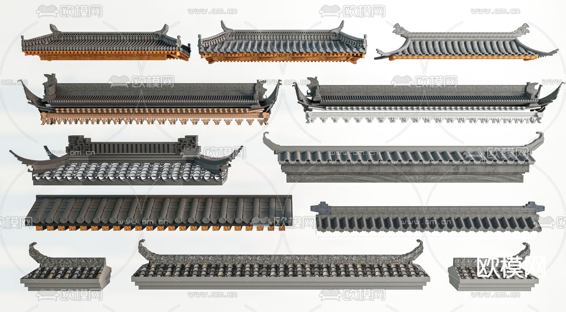 中式古建屋檐su模型