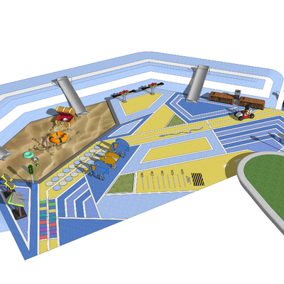  现代户外儿童游乐场su模型 