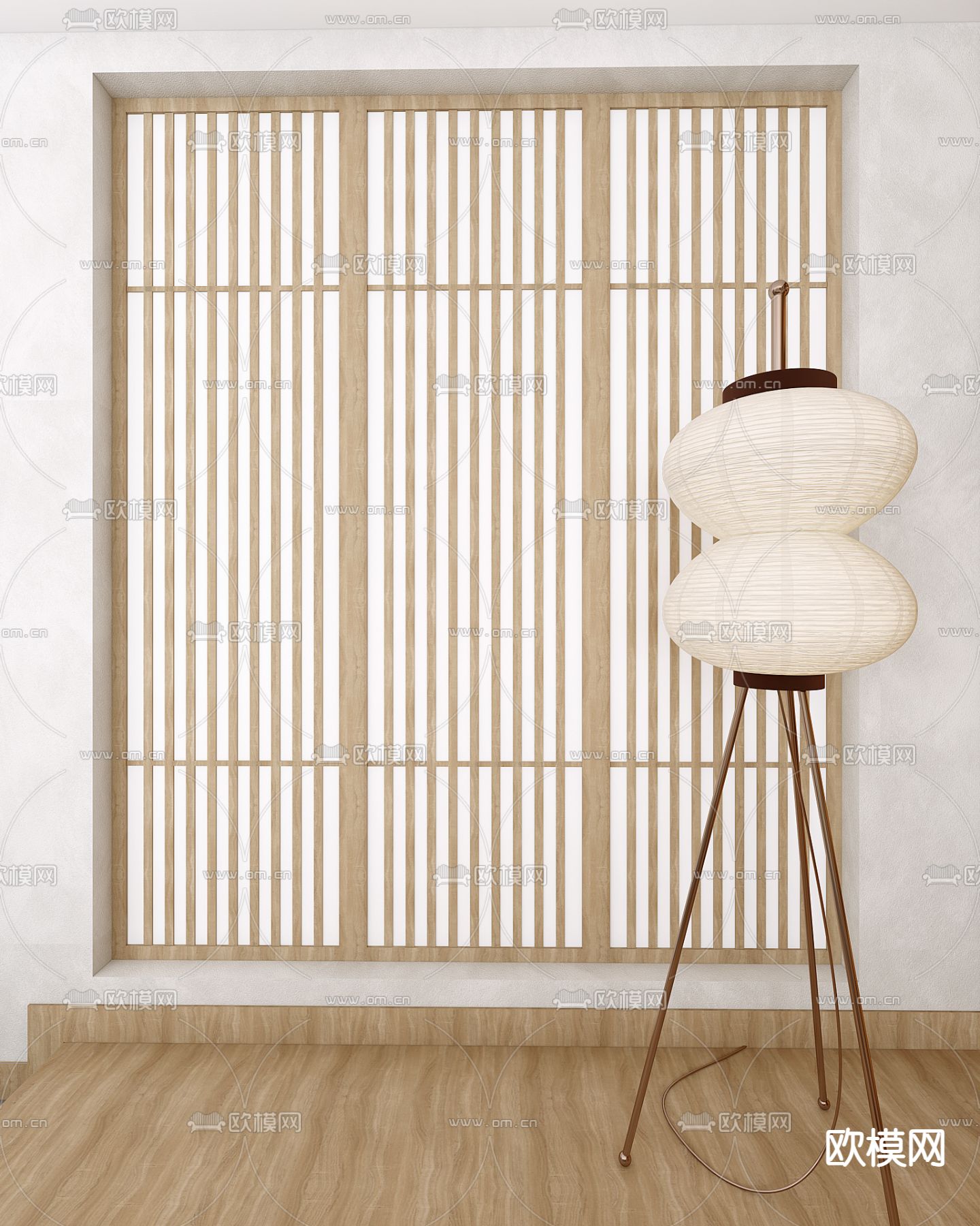 日式独栋民宿客厅3d模型下载（渲染图6）