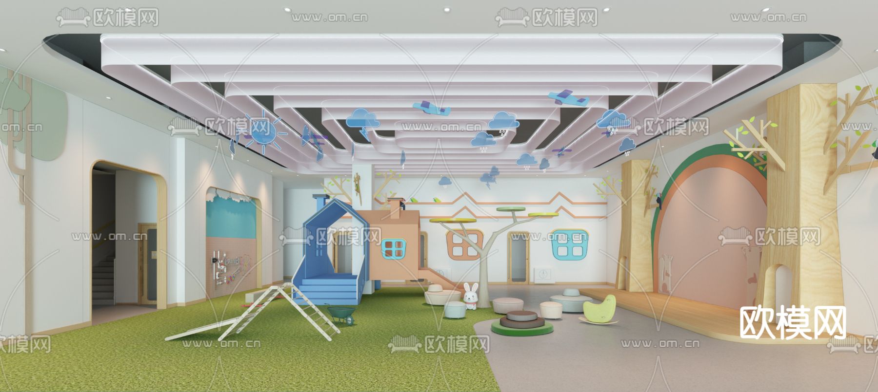 现代幼儿园综合活动室3d模型下载