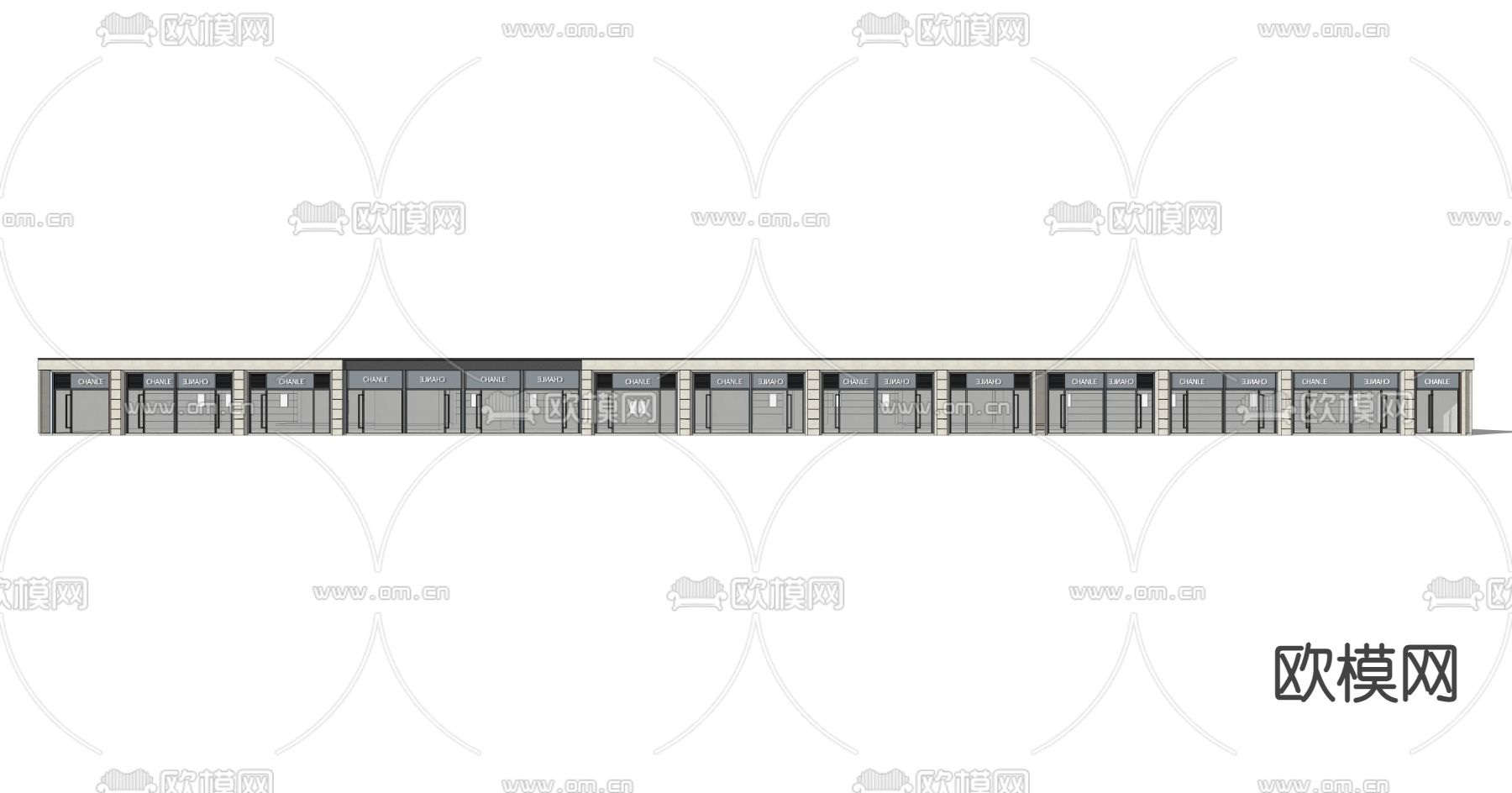 现代商业街su模型下载（渲染图2）