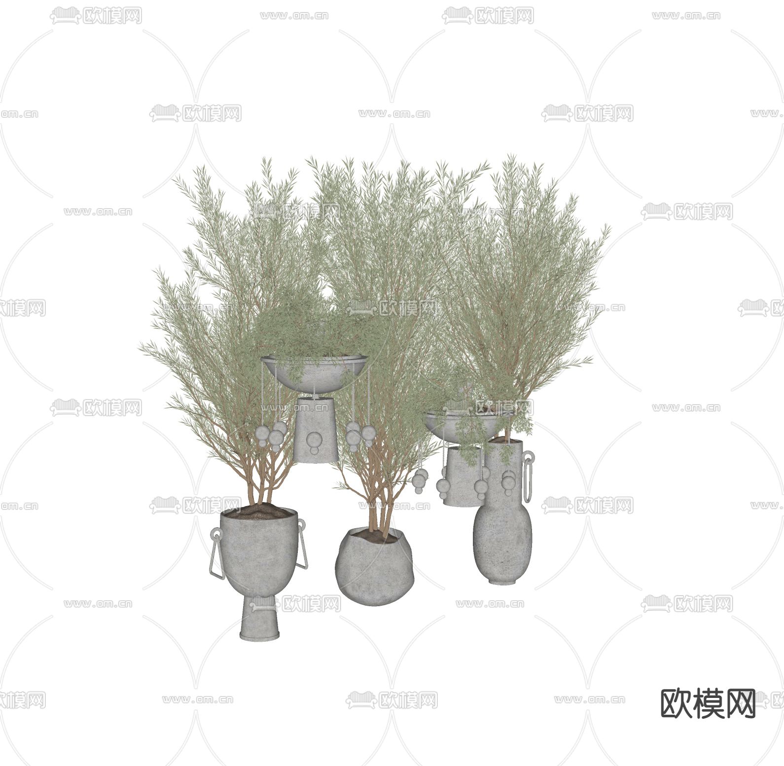 现代植物盆栽su模型下载（渲染图2）