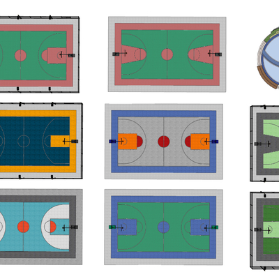  现代篮球场su模型 