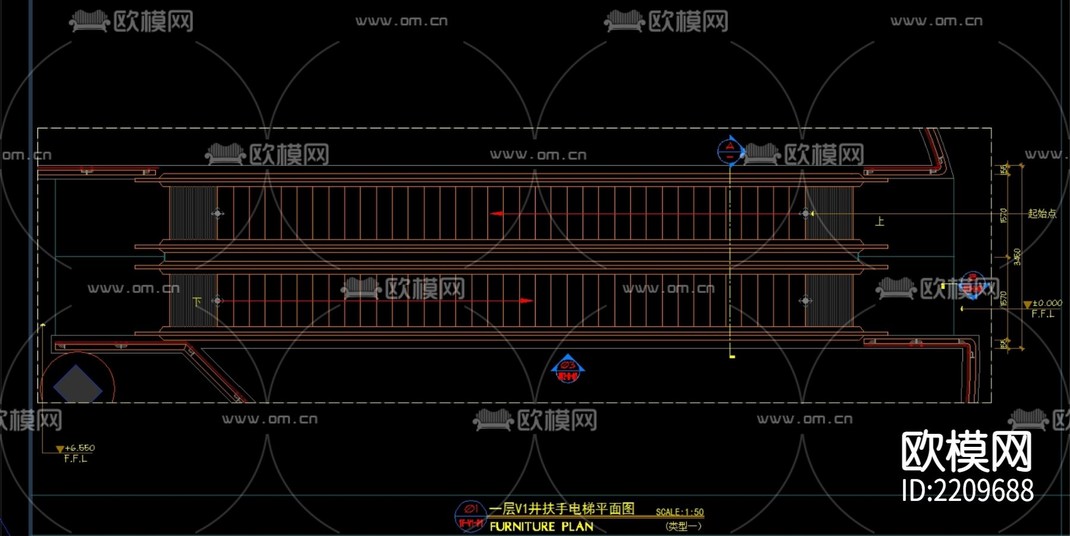 扶手电梯CAD施工图-免费3dmax模型库-欧模网