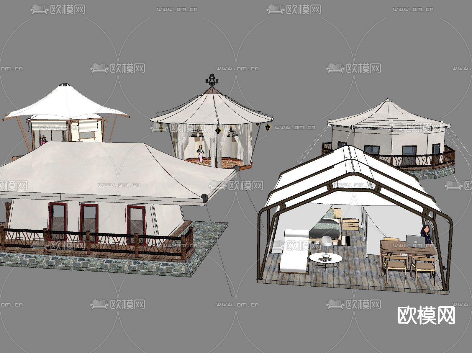 现代露营帐篷su模型下载（渲染图1）