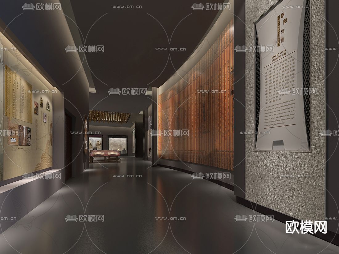 现代高级灰历史博物馆展厅3d模型下载_ID12041855_3dmax免费模型-欧模网
