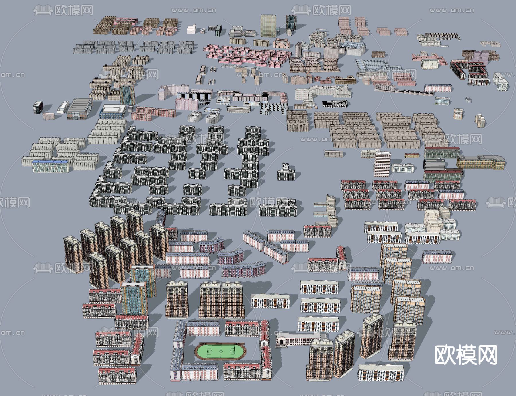 现代住宅鸟瞰su模型下载（渲染图2）