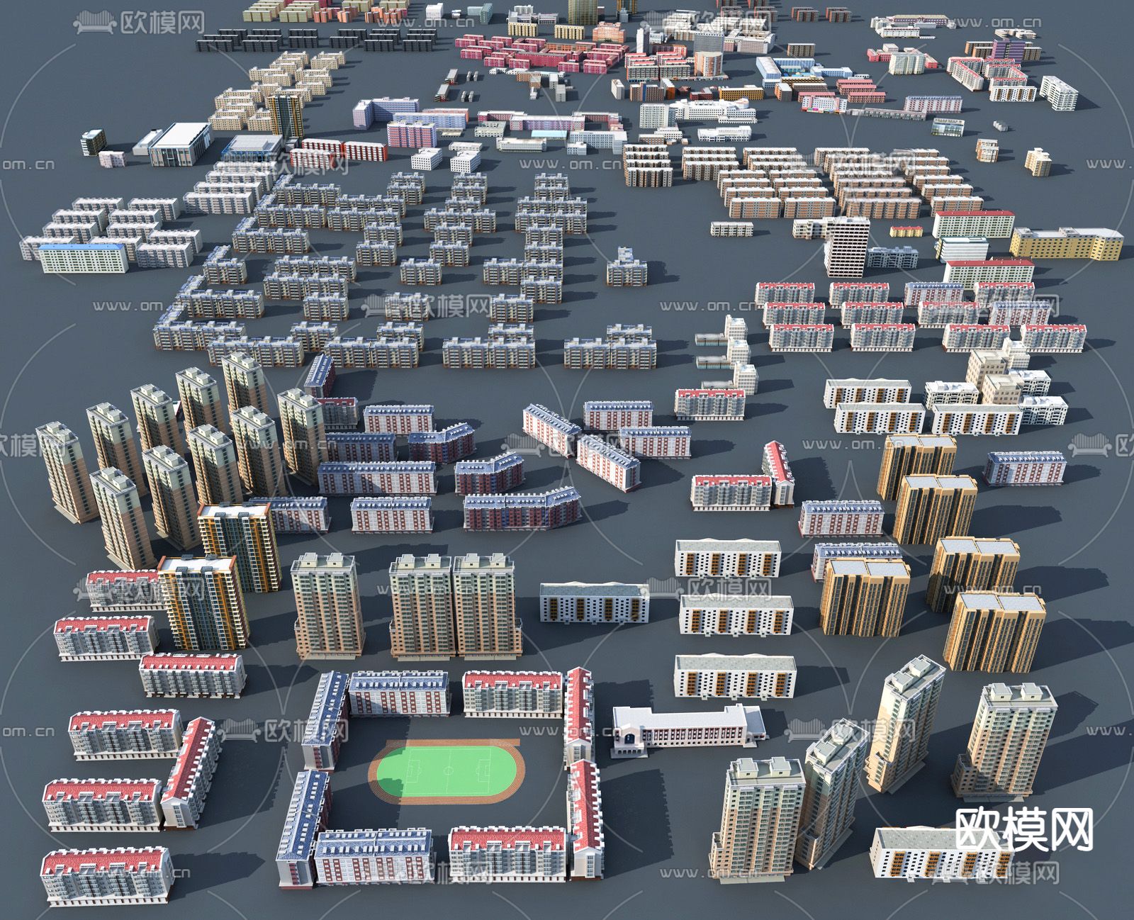 现代住宅鸟瞰su模型下载（渲染图1）