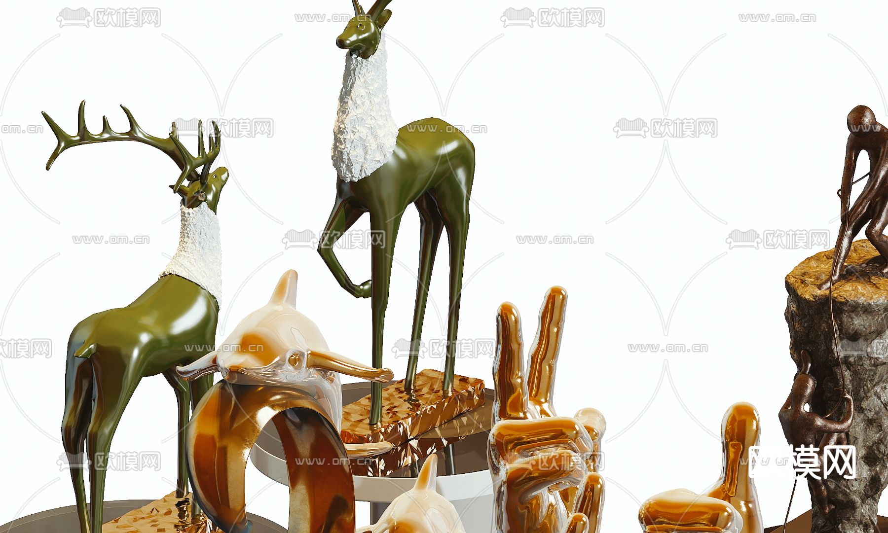 现代动物雕塑饰品摆件3d模型