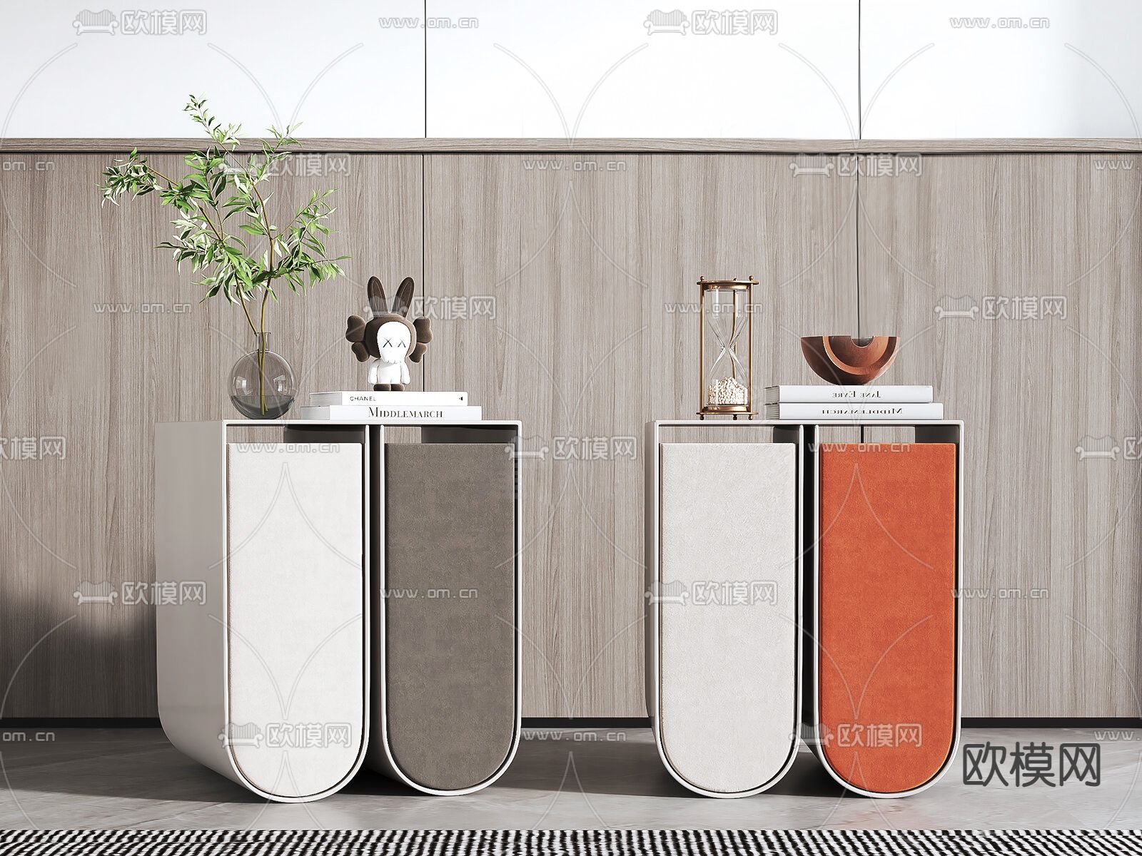 现代轻奢床头柜su模型下载（渲染图1）