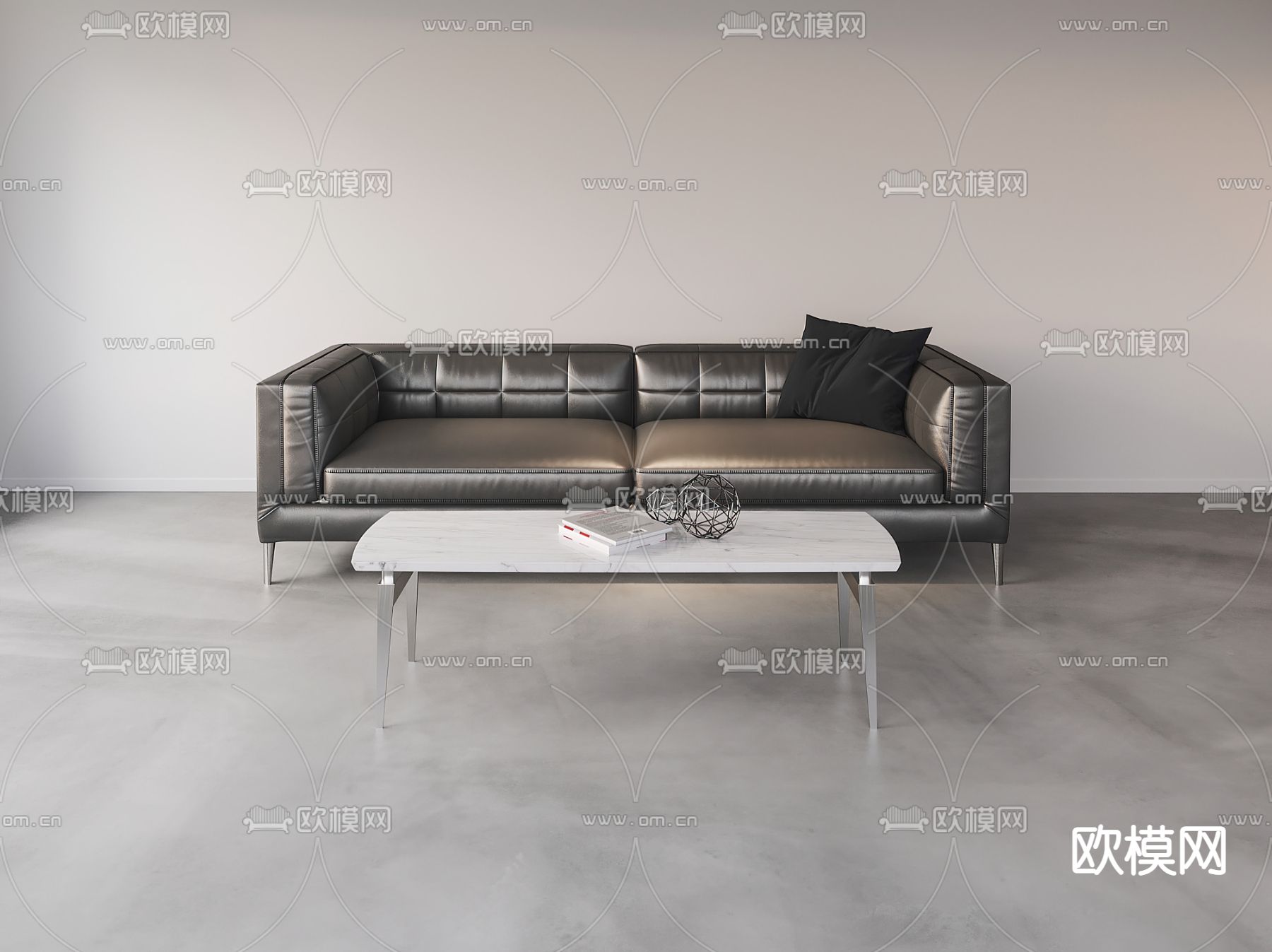 Poliform 现代皮革双人沙发su模型下载（渲染图1）