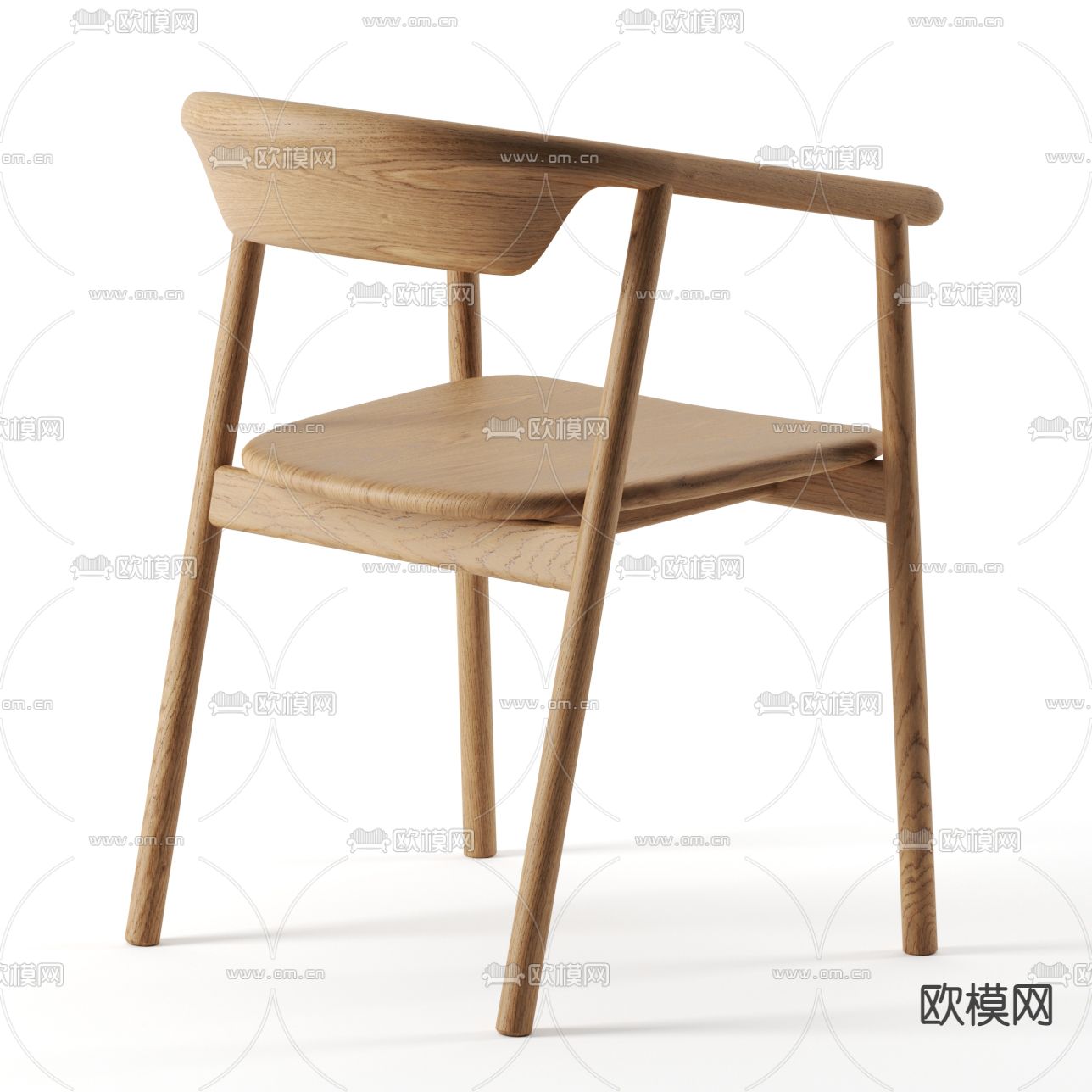 北欧风实木单椅餐椅3d模型下载（渲染图2）