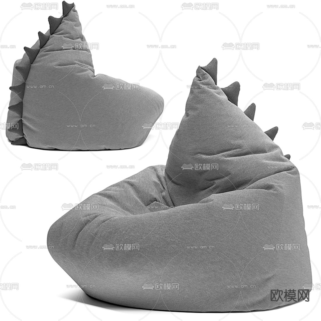 现代灰色布艺懒人沙发3d模型下载_ID12044743_3dmax免费模型-欧模网