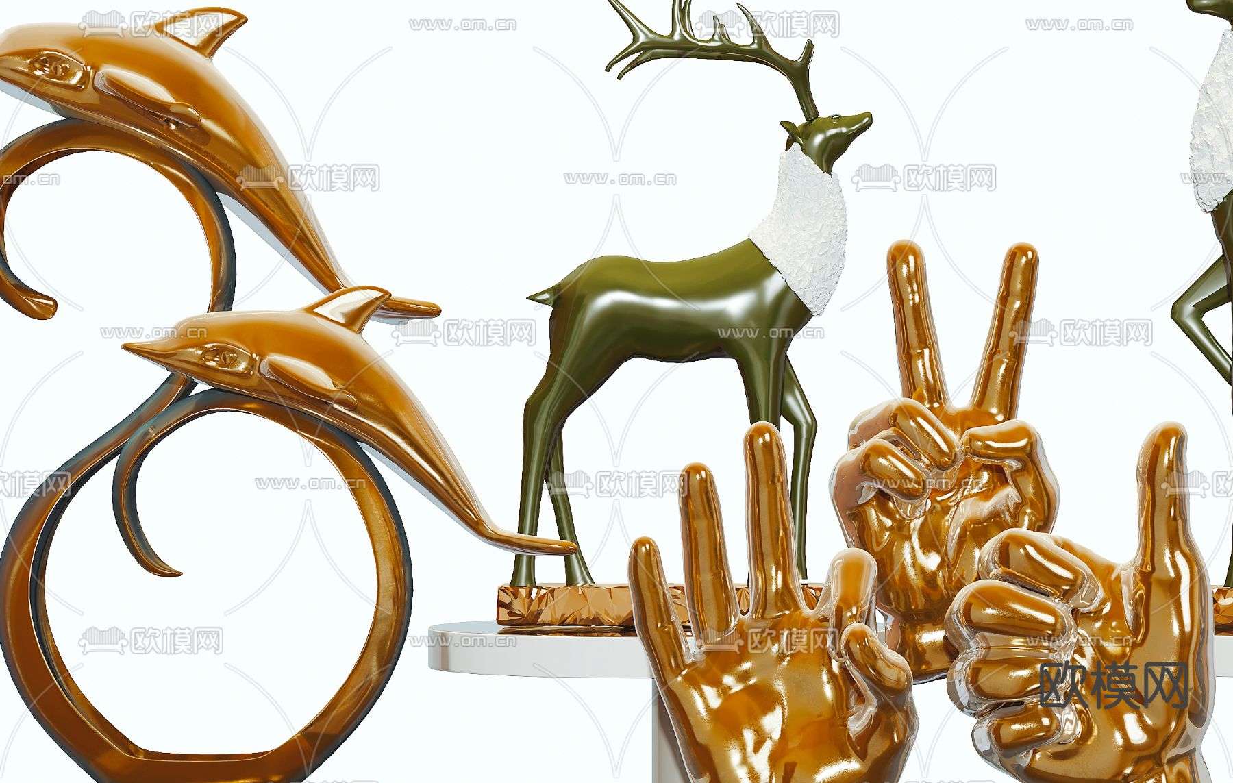 现代动物雕塑饰品摆件3d模型