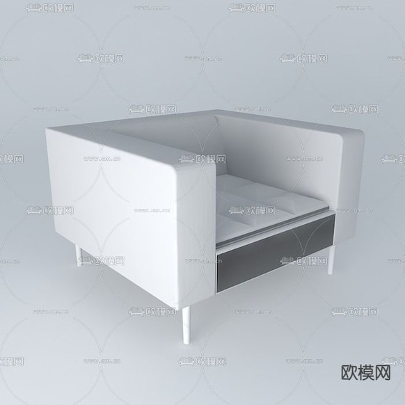 现代简约布艺单人沙发免费3d模型下载