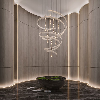  现代轻奢装饰大堂吊灯su模型 