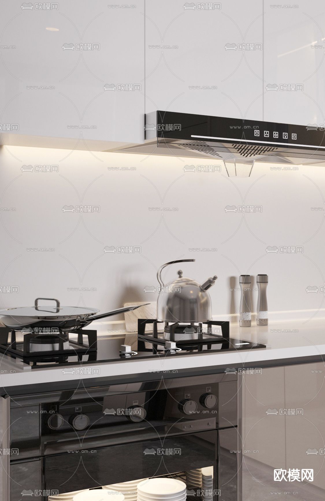 现代厨房3d模型下载（渲染图2）