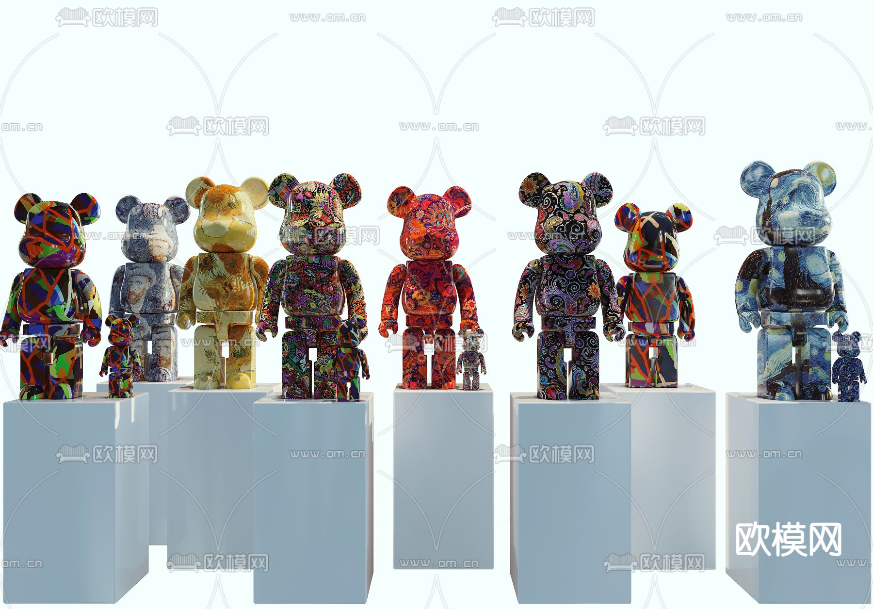 现代暴力流体熊潮玩雕塑摆件3d模型下载（渲染图1）