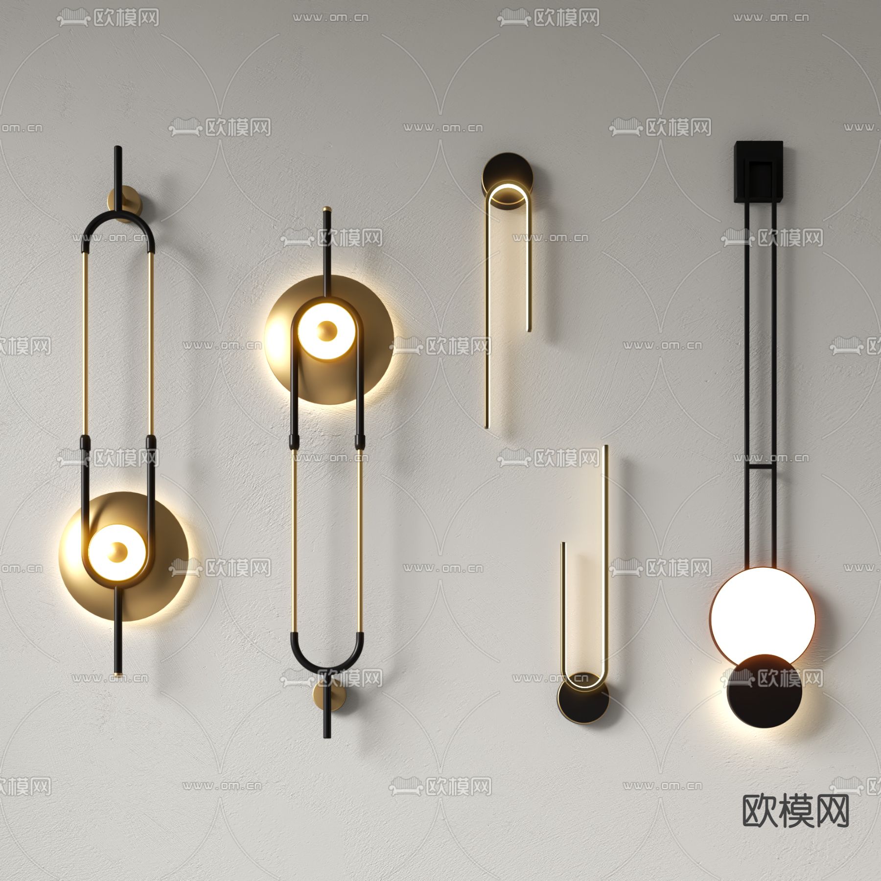 现代轻奢金属壁灯3d模型下载