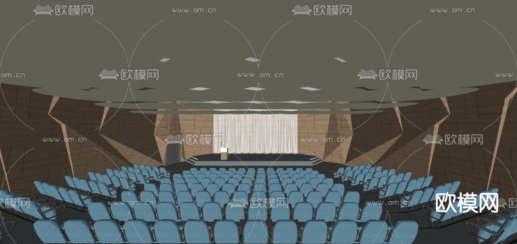 现代报告厅会议厅su模型