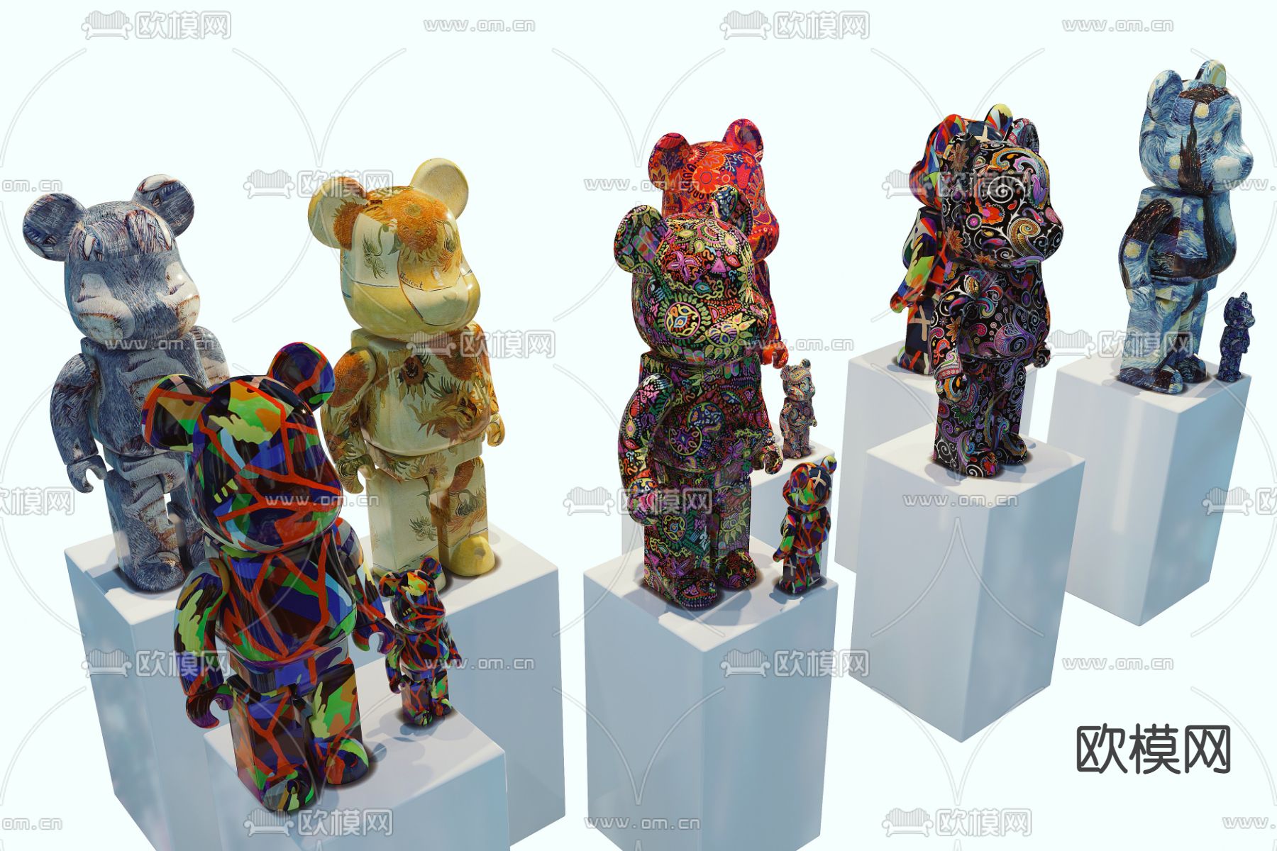 现代暴力流体熊潮玩雕塑摆件3d模型下载（渲染图2）