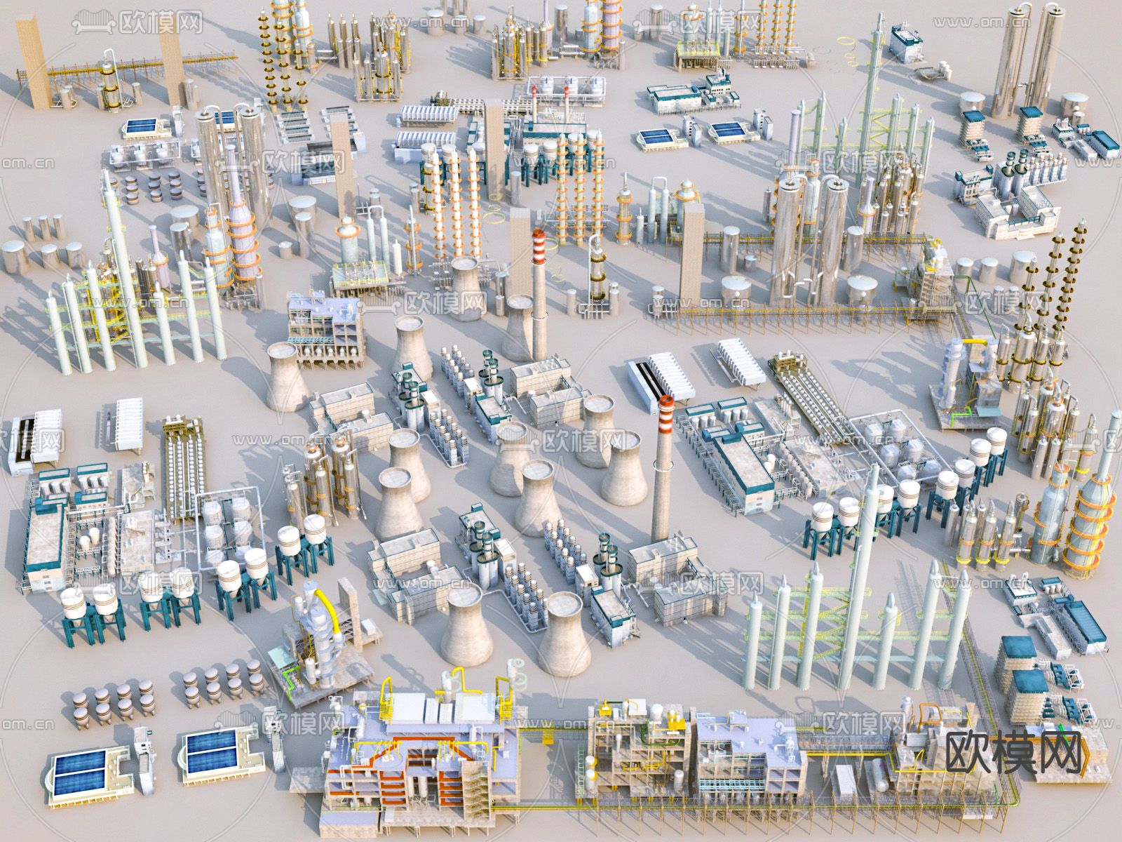 工业风厂房烟囱su模型下载（渲染图1）
