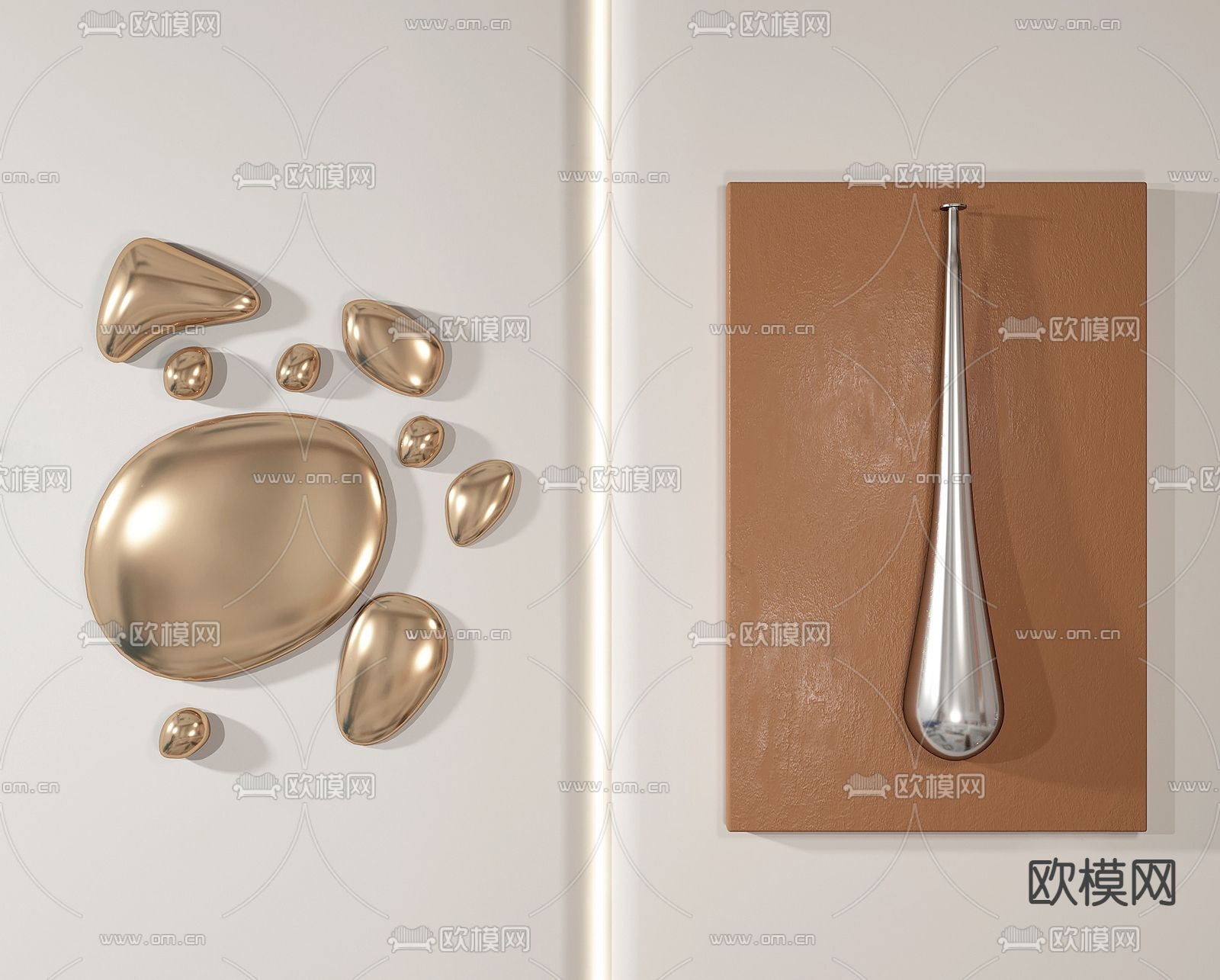 现代轻奢墙饰挂件su模型下载（渲染图1）