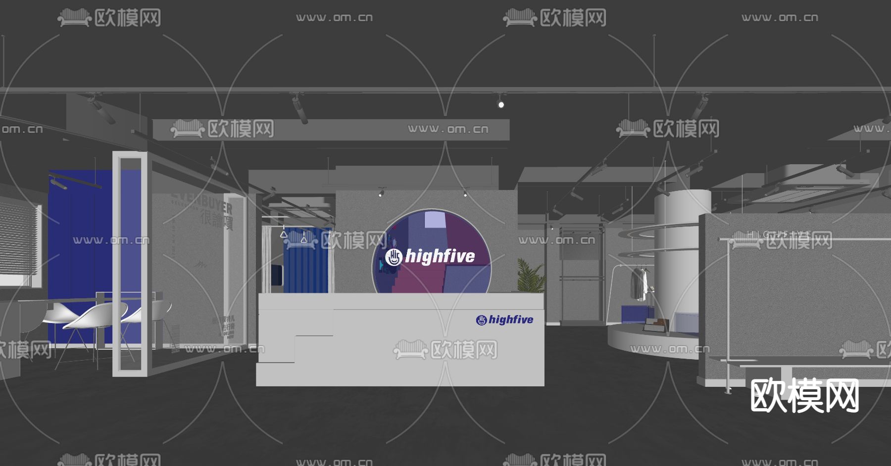 工业风服装店su模型