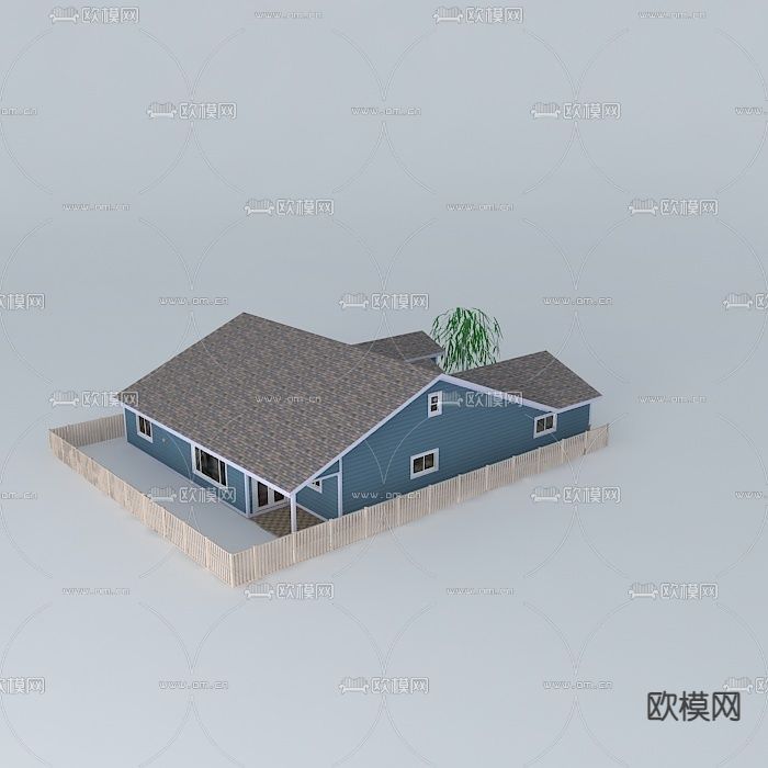 美式简约小别墅免费3d模型下载